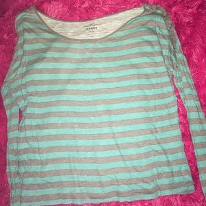 Teal and grey striped over-sized shirt